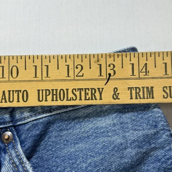 Levis Premium 501 Jean Shorts Women 27 Blue BIG E High Rise Distressed Cut Off - Picture 16 of 16